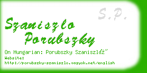 szaniszlo porubszky business card